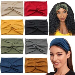 Extra Wide Stretchy Headbands in 8 Assorted Colors - Perfect for Yoga & Style